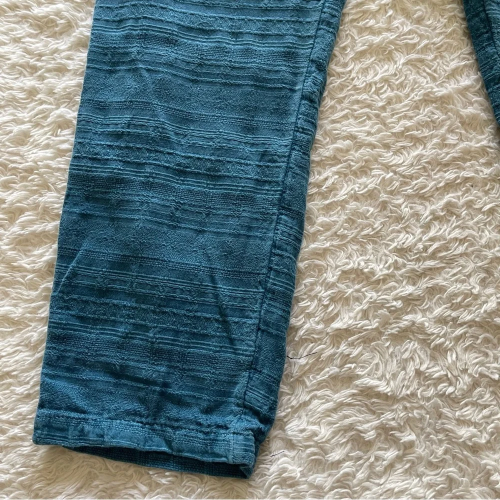 Sundance Teal Blue Textured Pull-On Pants